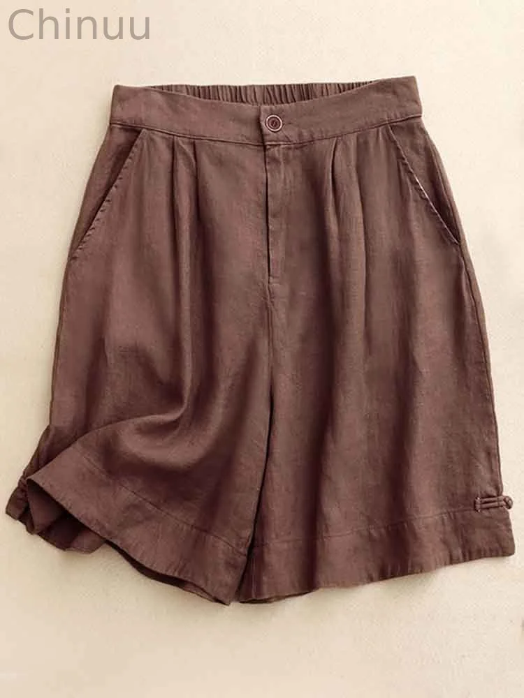 Women's Vintage Simple Linen Blend Casual Shorts