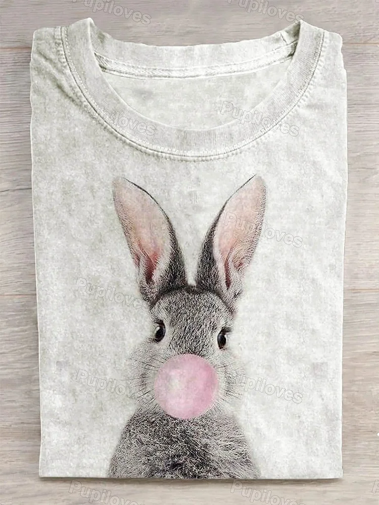 Pupiloves Pupiloves  Unisex Easter Bunny Abstract Print T-Shirt