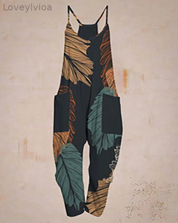 Casual Loose Printed Multicolor Harem Jumpsuit