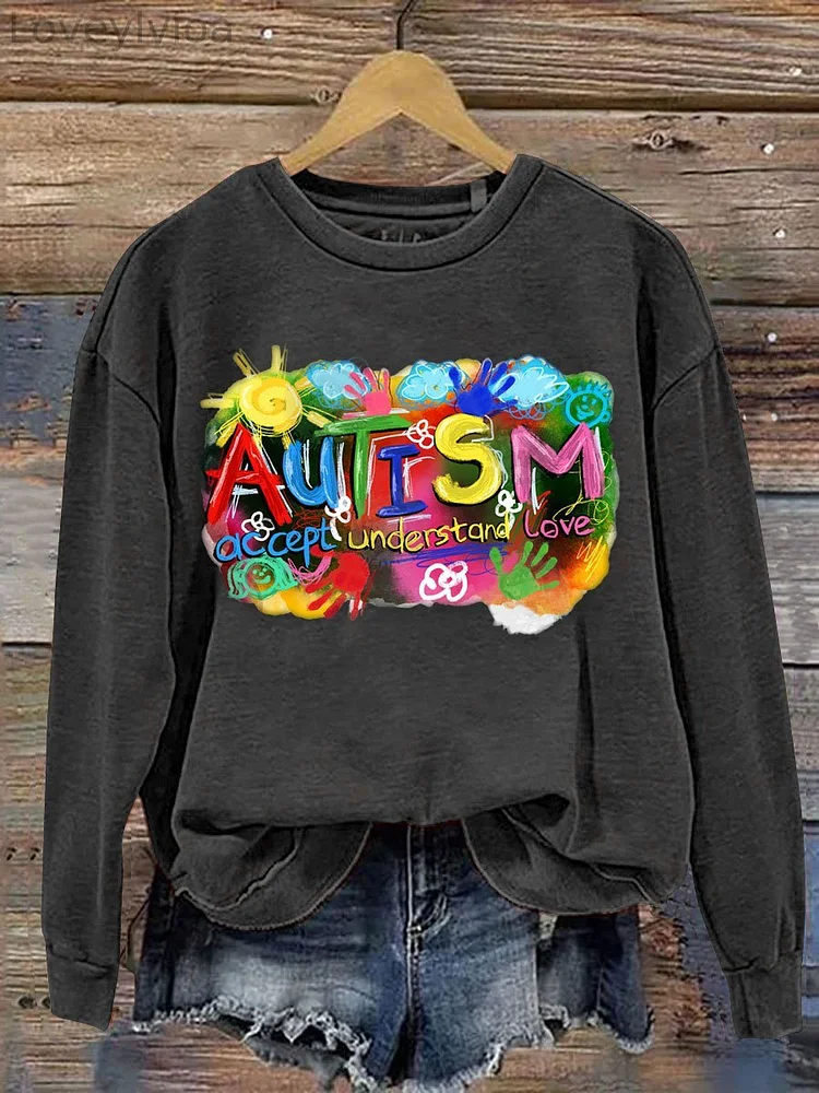 Autism Awareness Print Casual  Sweatshirt