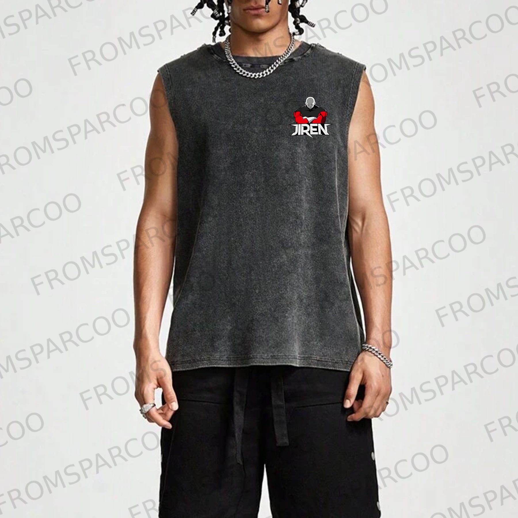 Casual Batik Anime Print Fitness Vest