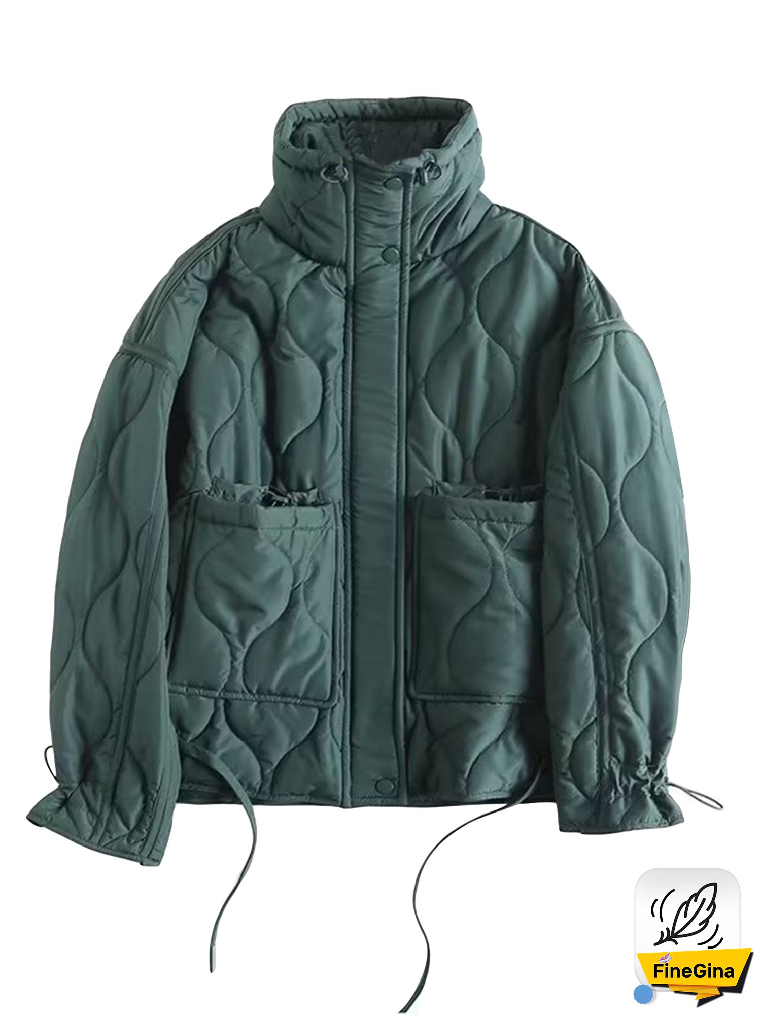 Women Lightweight Quilted Jacket Solid Color Long Sleeve Stand Collar Zipper Puffer Coat Winter Jackets Outerwear