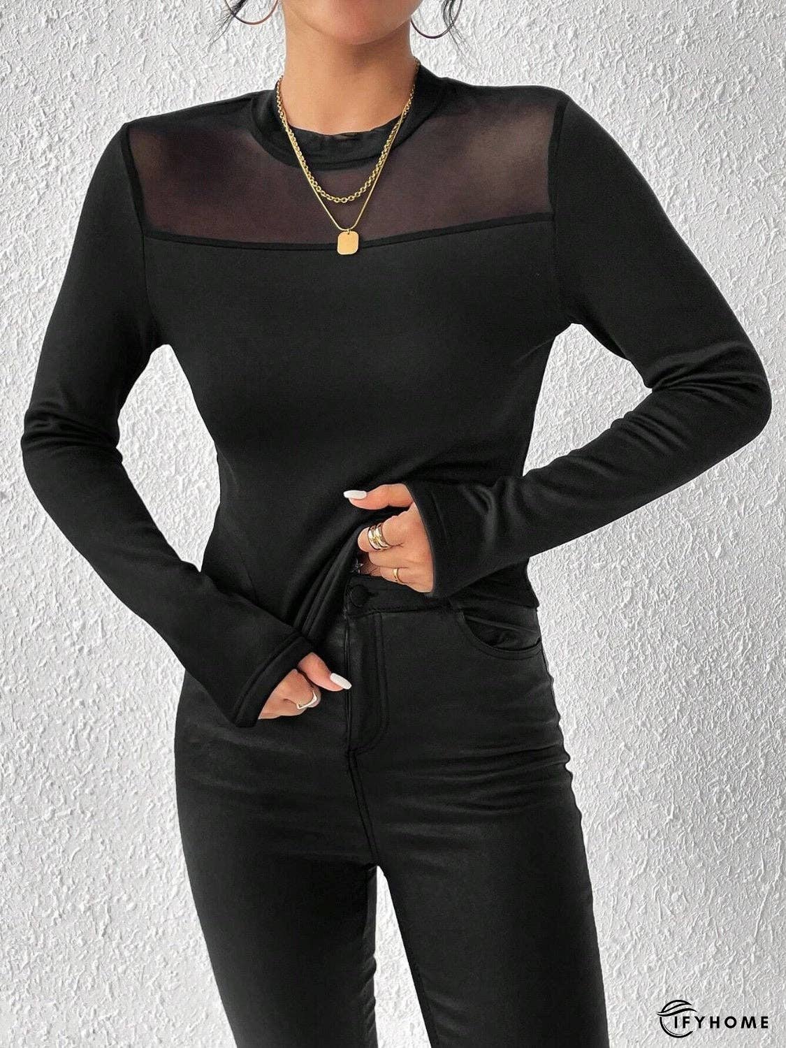 Mock Neck Long Sleeve T-Shirt | IFYHOME