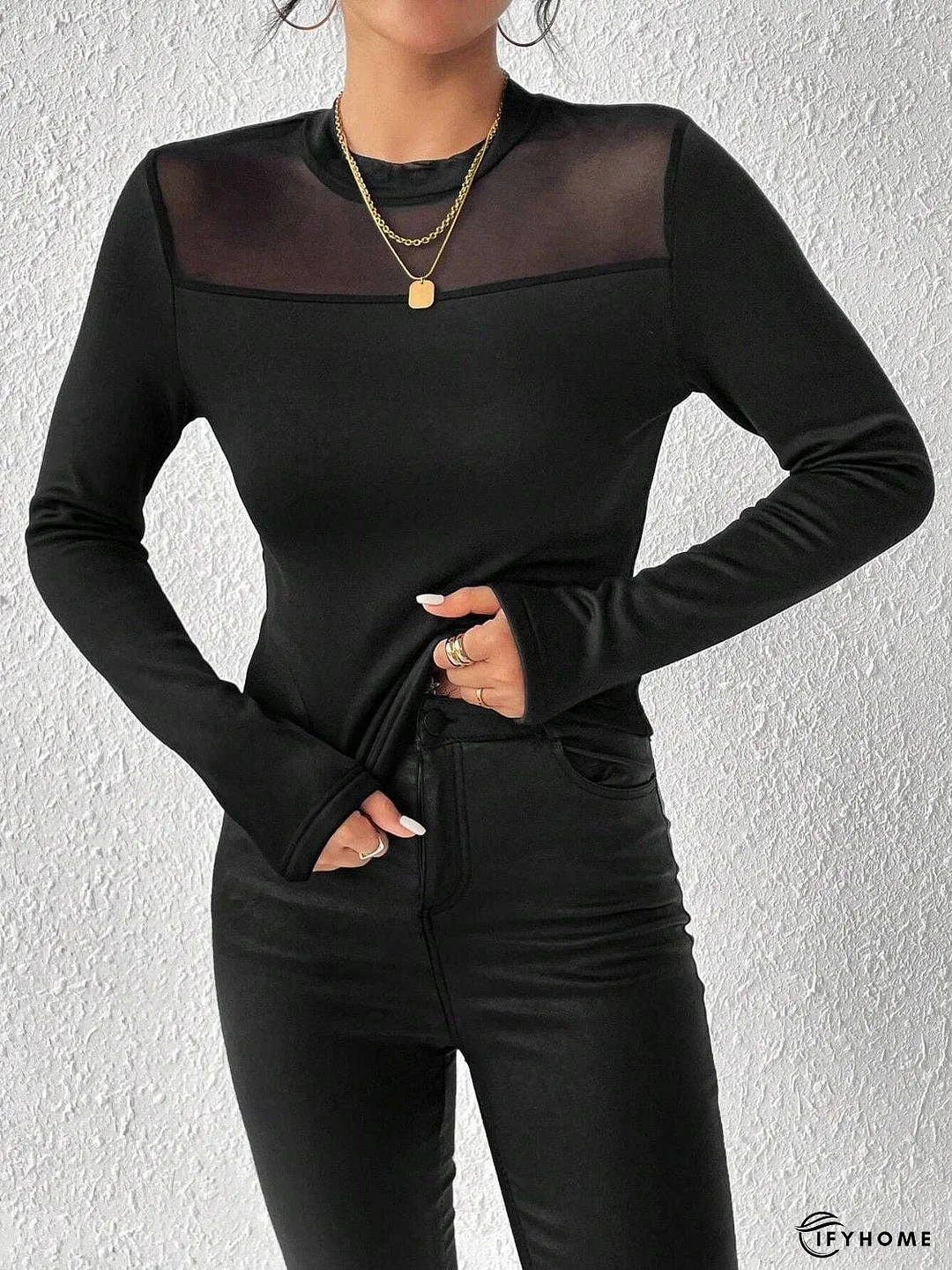 Mock Neck Long Sleeve T-Shirt | IFYHOME