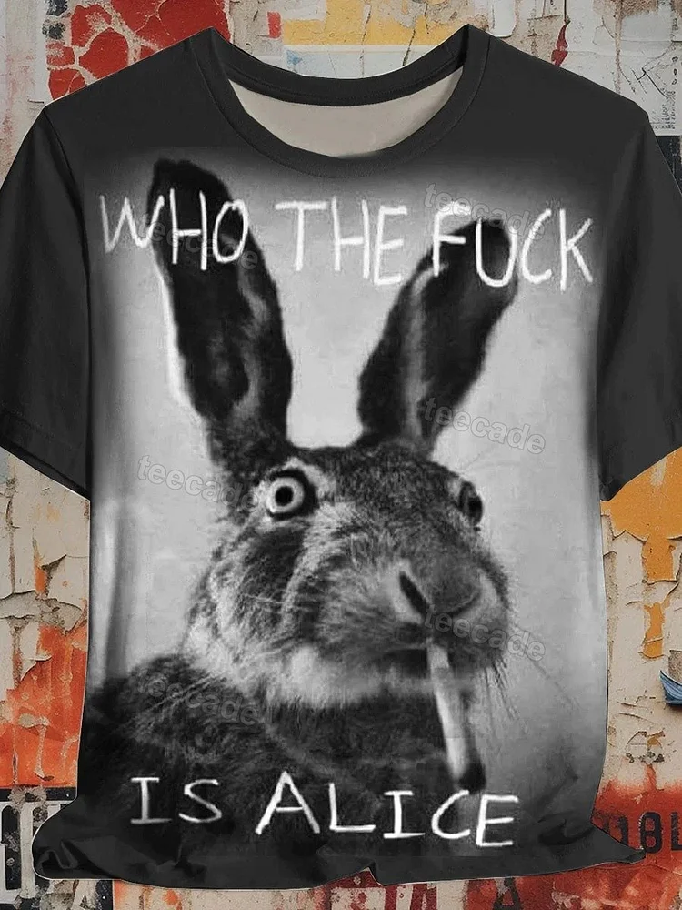Teecade Teecade Who The Fuck Is Alice Print Casual Short Sleeve T-shirt