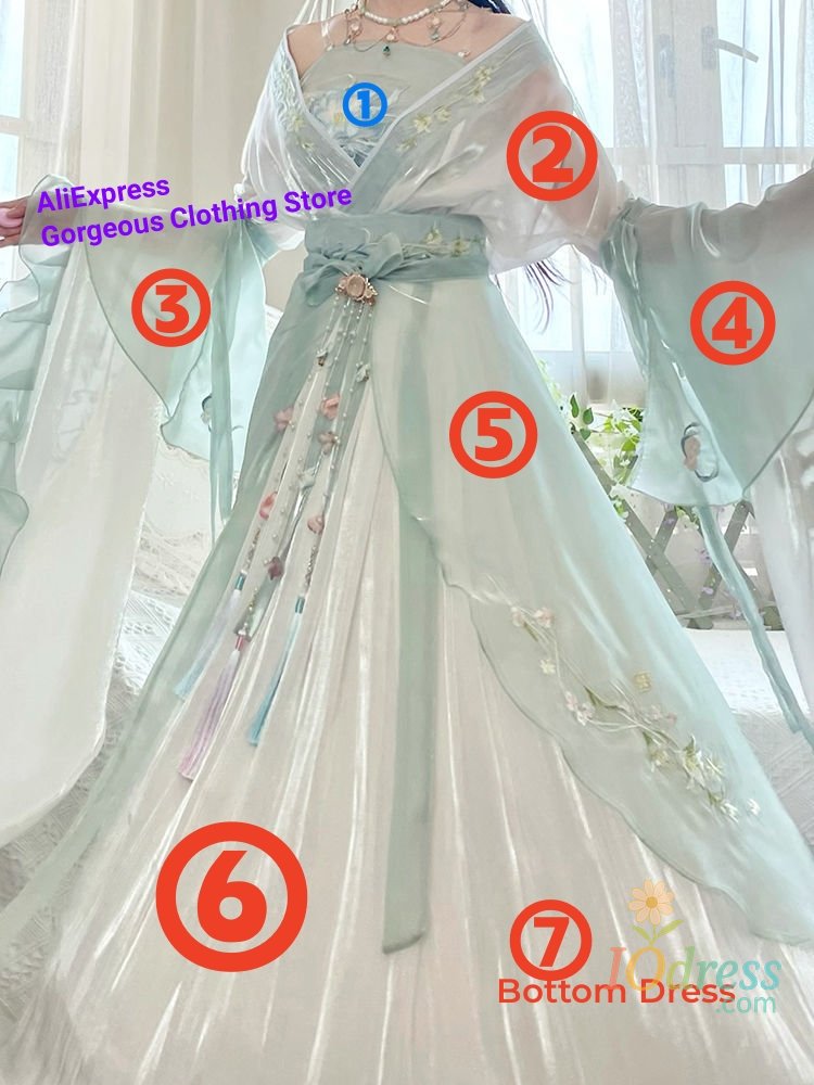 IO Dress Chinese Hanfu Dress Women Ancient Traditional Embroidered Hanfu Sets Carnival Fairy Cosplay Costume Green Hanfu Dance Dress