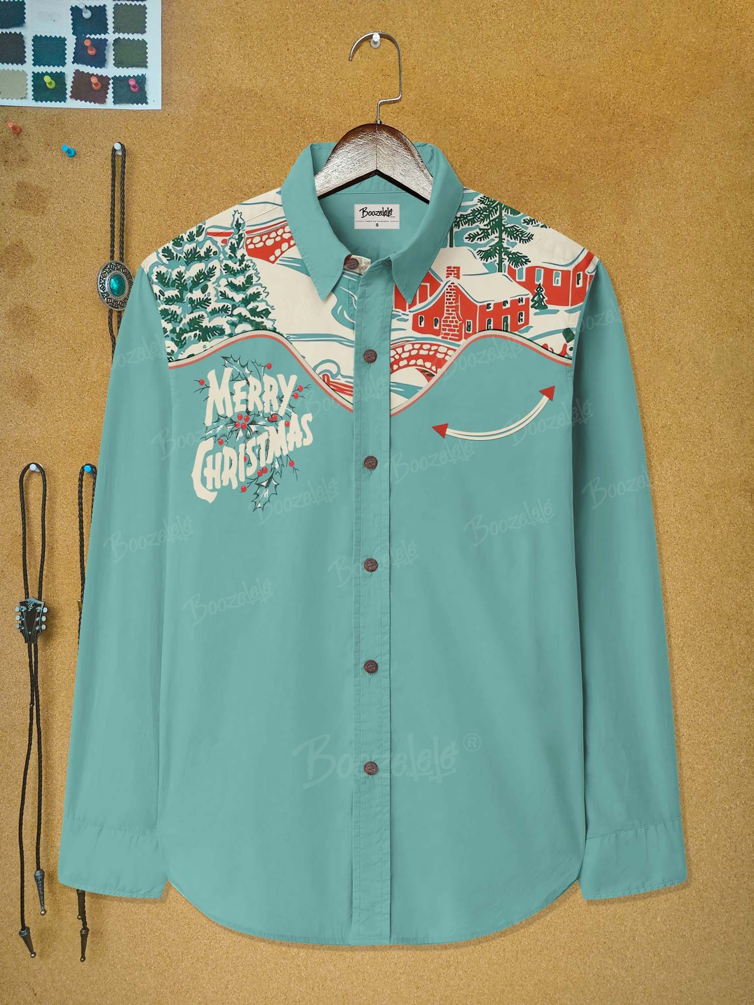 Merry Christmas Plant And Snow - 100% Cotton Long Sleeves Shirt