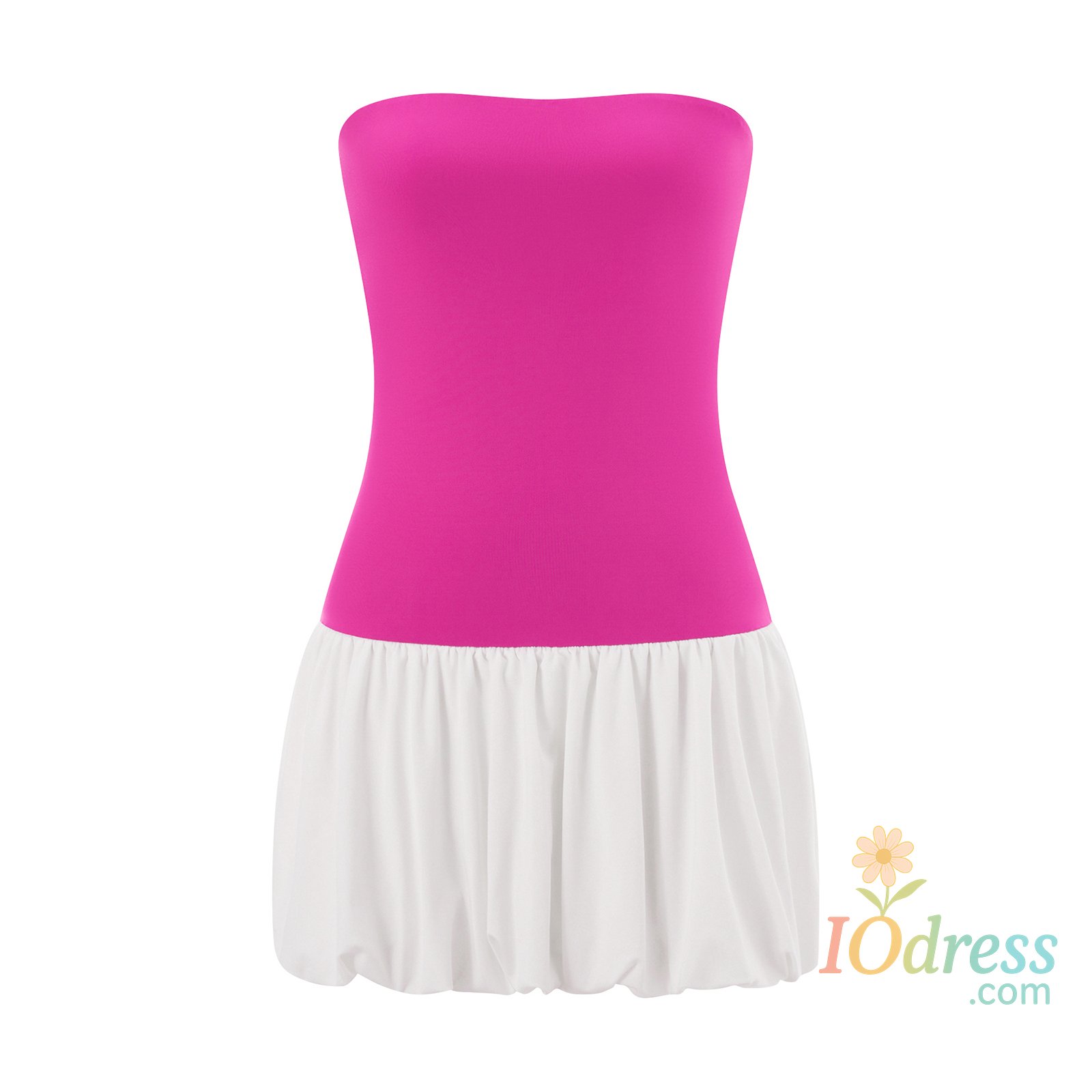 IO Dress Women Sleeveless Strapless Mini Dress Summer Solid Color Puff Bubble Party Club Dress for Cocktail Beach Streetwear IO Dress