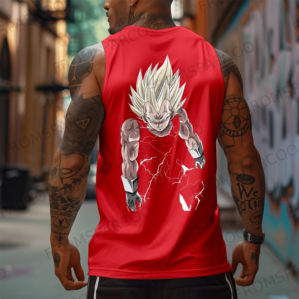 Oversized Anime Print Gym Tank Top 