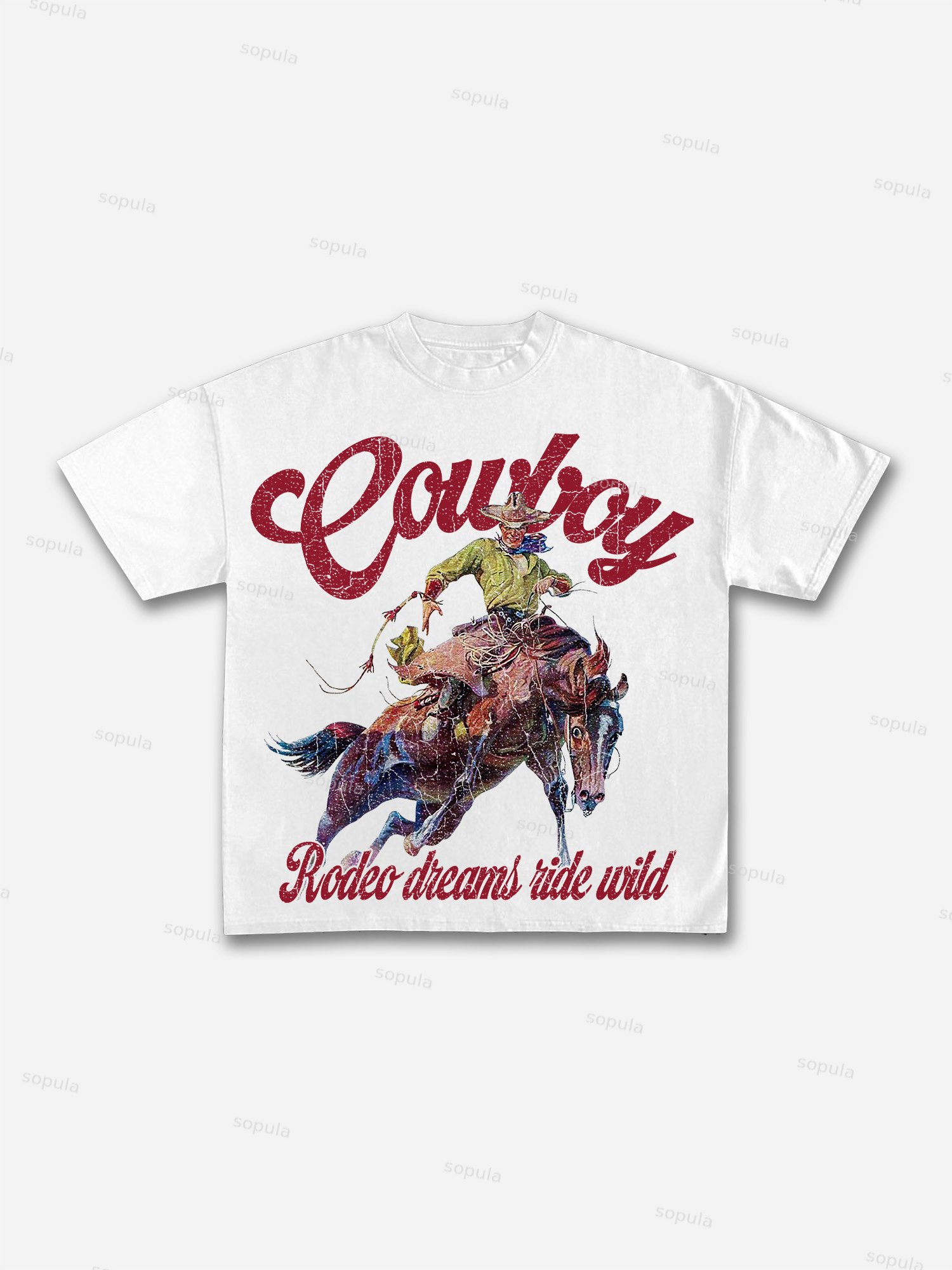 Cowboy Rodeo Dreams Print Casual Cotton T-shirt