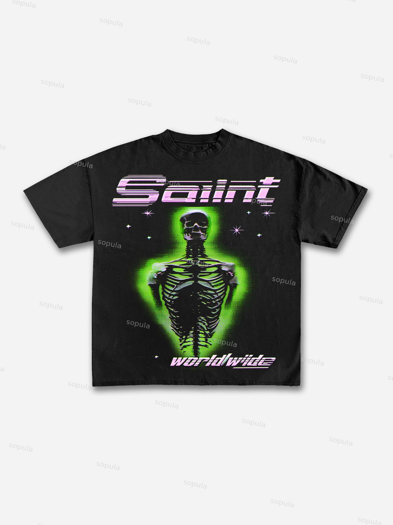 Saint Worldwide Glitchcore Print Graphic Cotton T-shirt