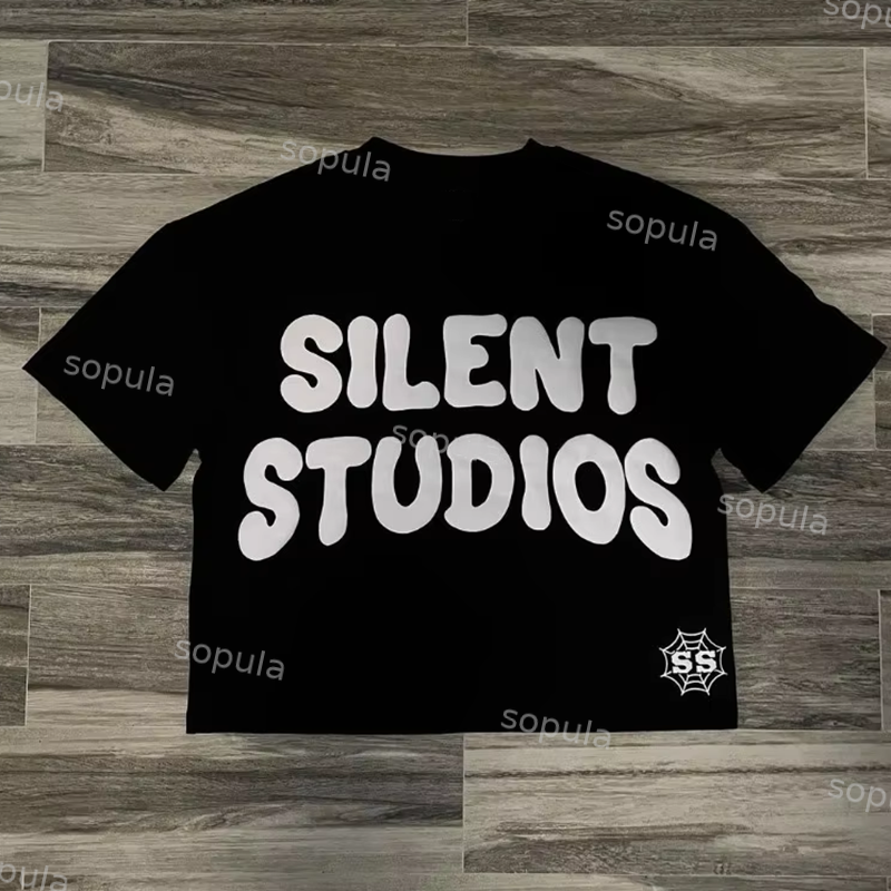 Vintage Silence Spider Web Move In Silence Graphic Cropped T-Shirt