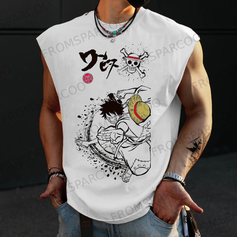 Men's One Piece Print Anime Sports Tank Top