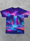 Unisex Colorful Fluorescent Waterfall Abstract Print Design T-Shirt