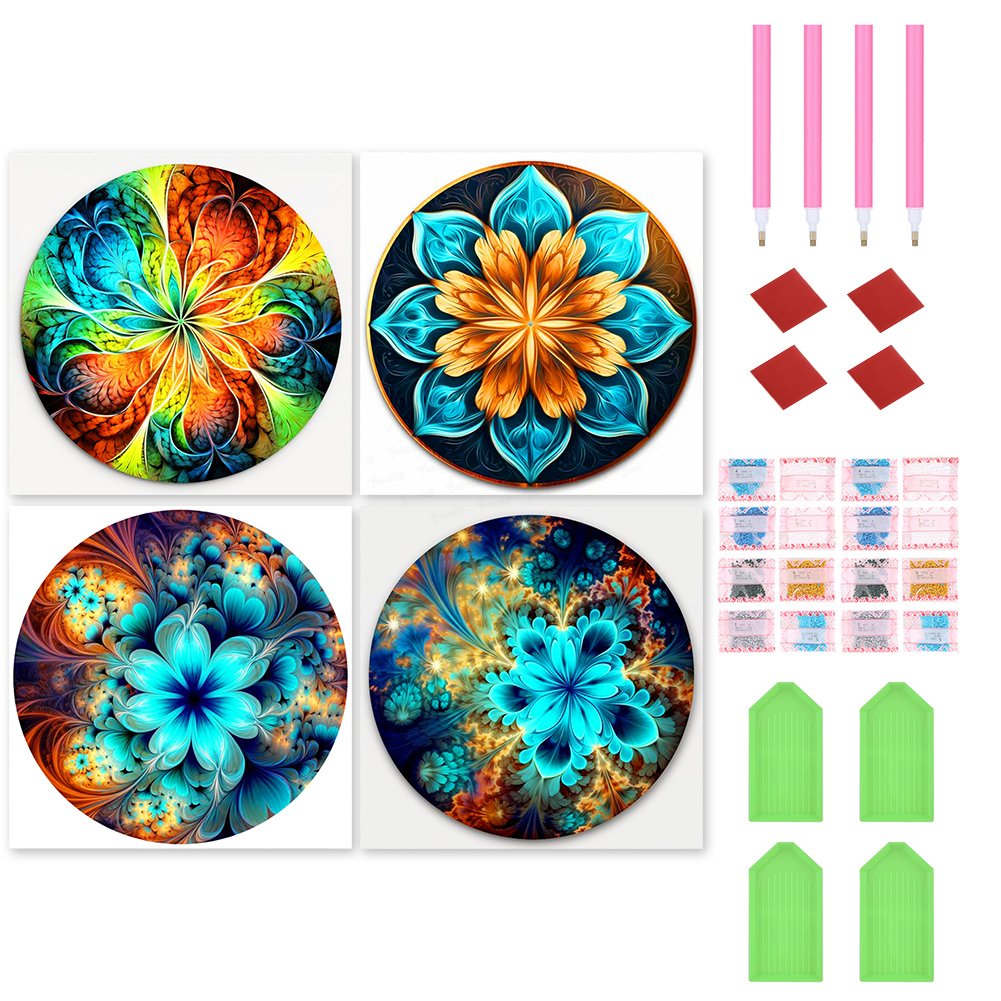 4pcs Diamond Painting Set - fantasy flower (30*30CM)  ARY