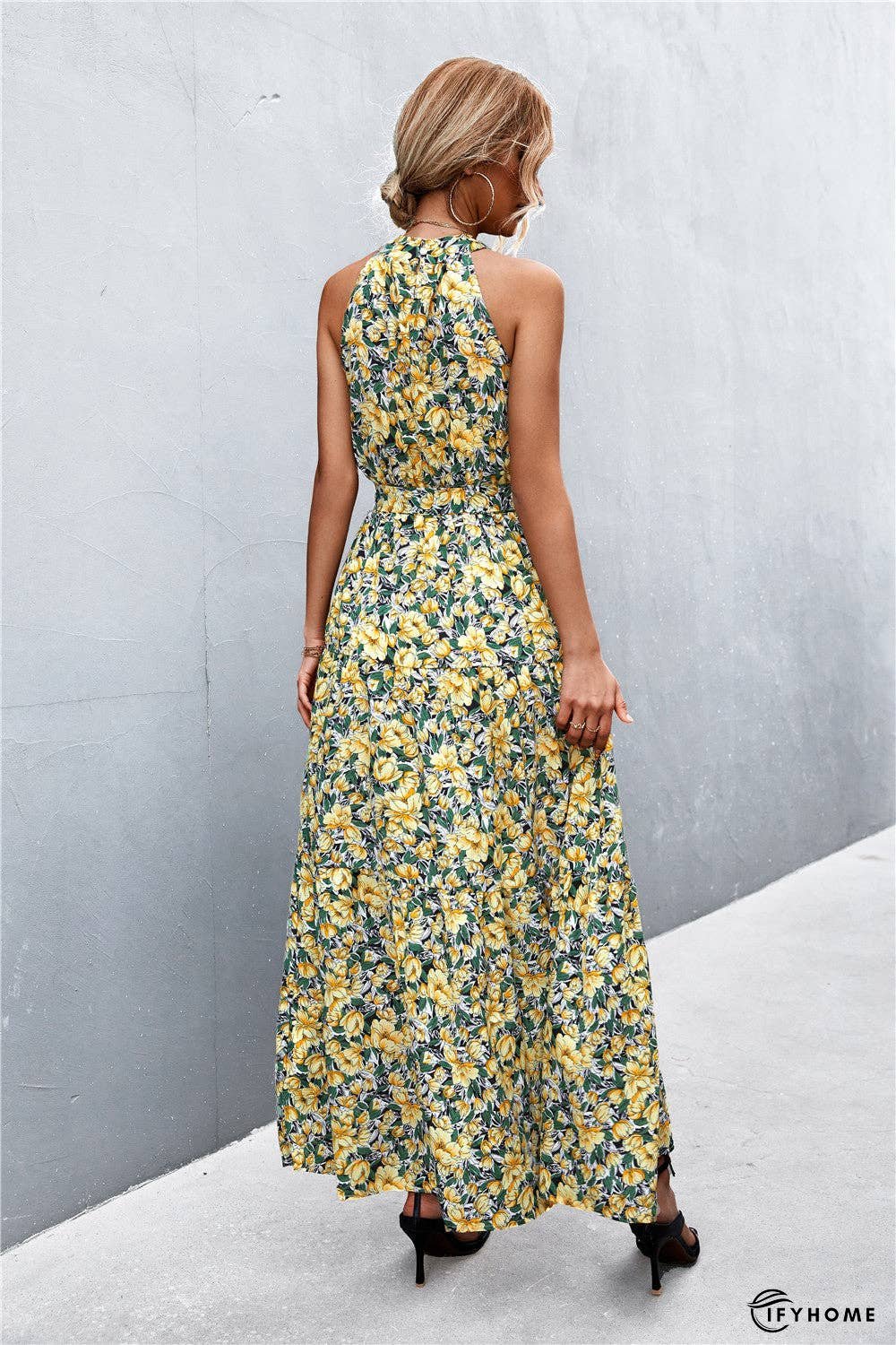 Printed Sleeveless Tie Waist Maxi Dress | IFYHOME