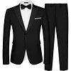 MAGE MALE Men's 2 Piece Suit One Button Slim Fit Formal Wedding Prom Tuxedo Suits Blazer Pants with Bow Tie Set Small Black-peak Lapel-1 amazon James Yang