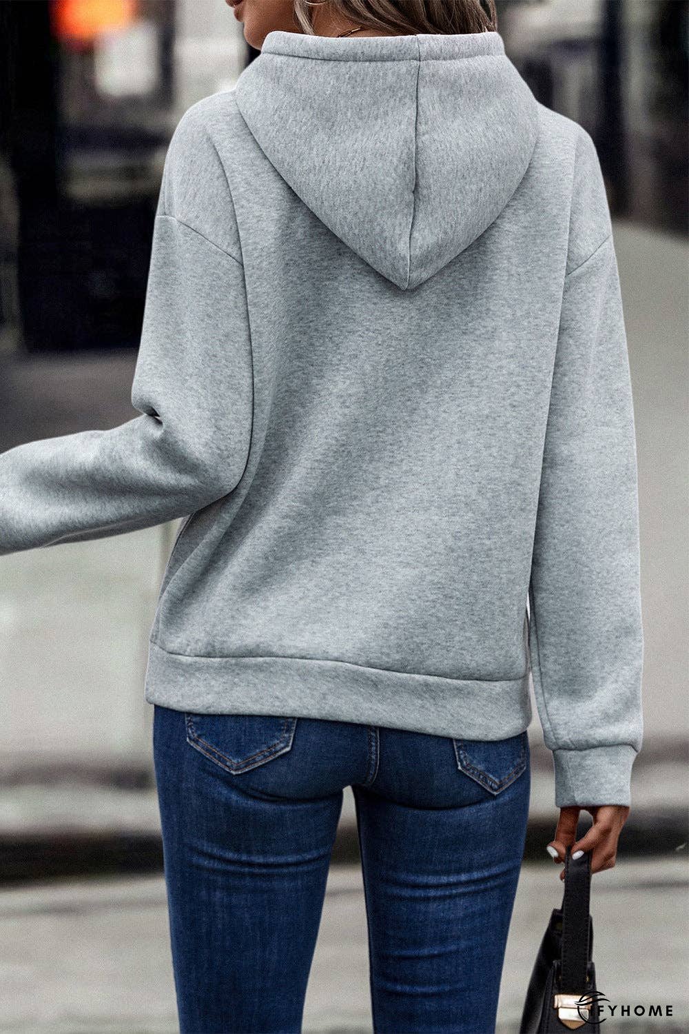 Contrast Fringe Detail Dropped Shoulder Hoodie | IFYHOME