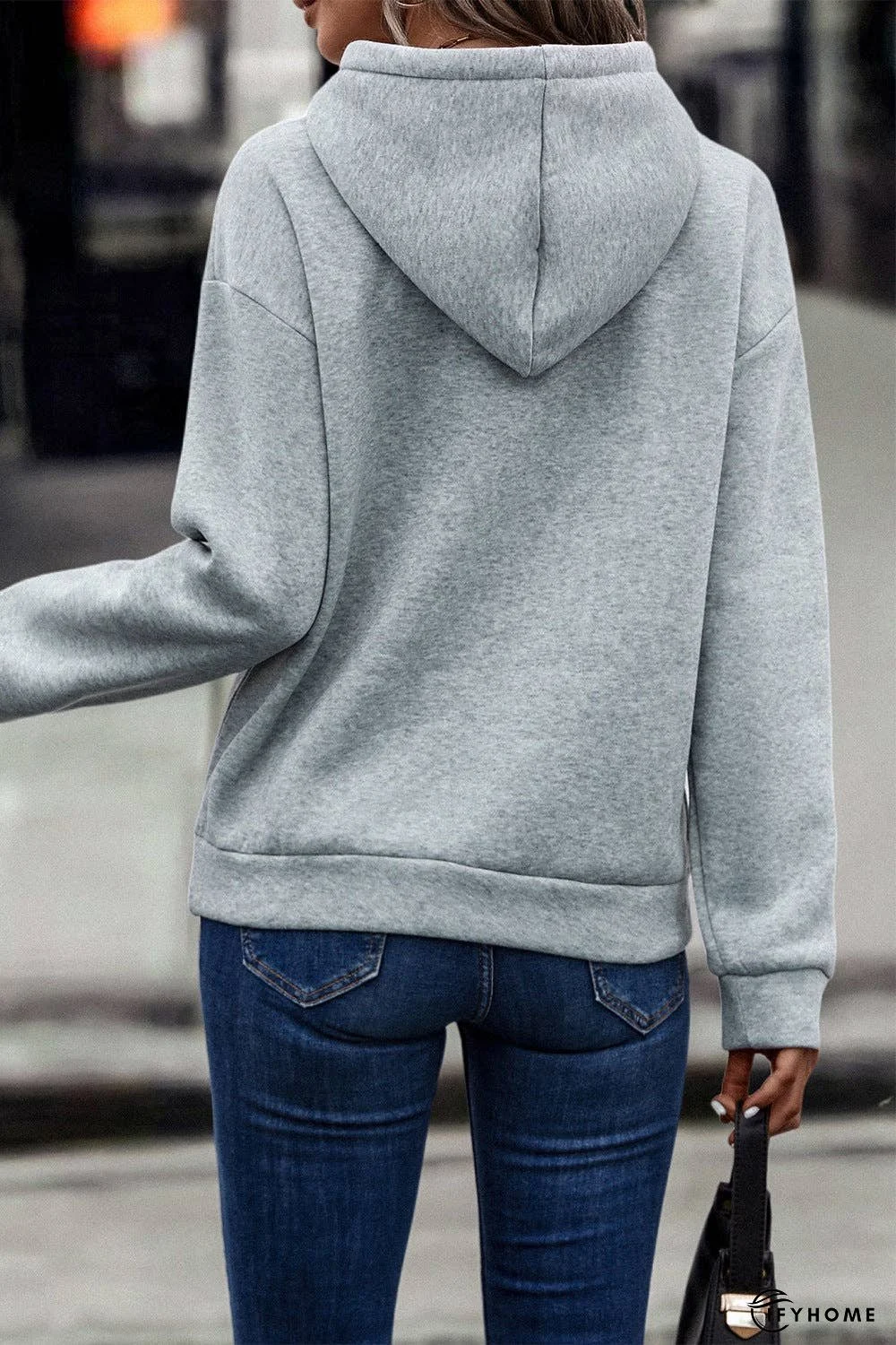 Contrast Fringe Detail Dropped Shoulder Hoodie | IFYHOME