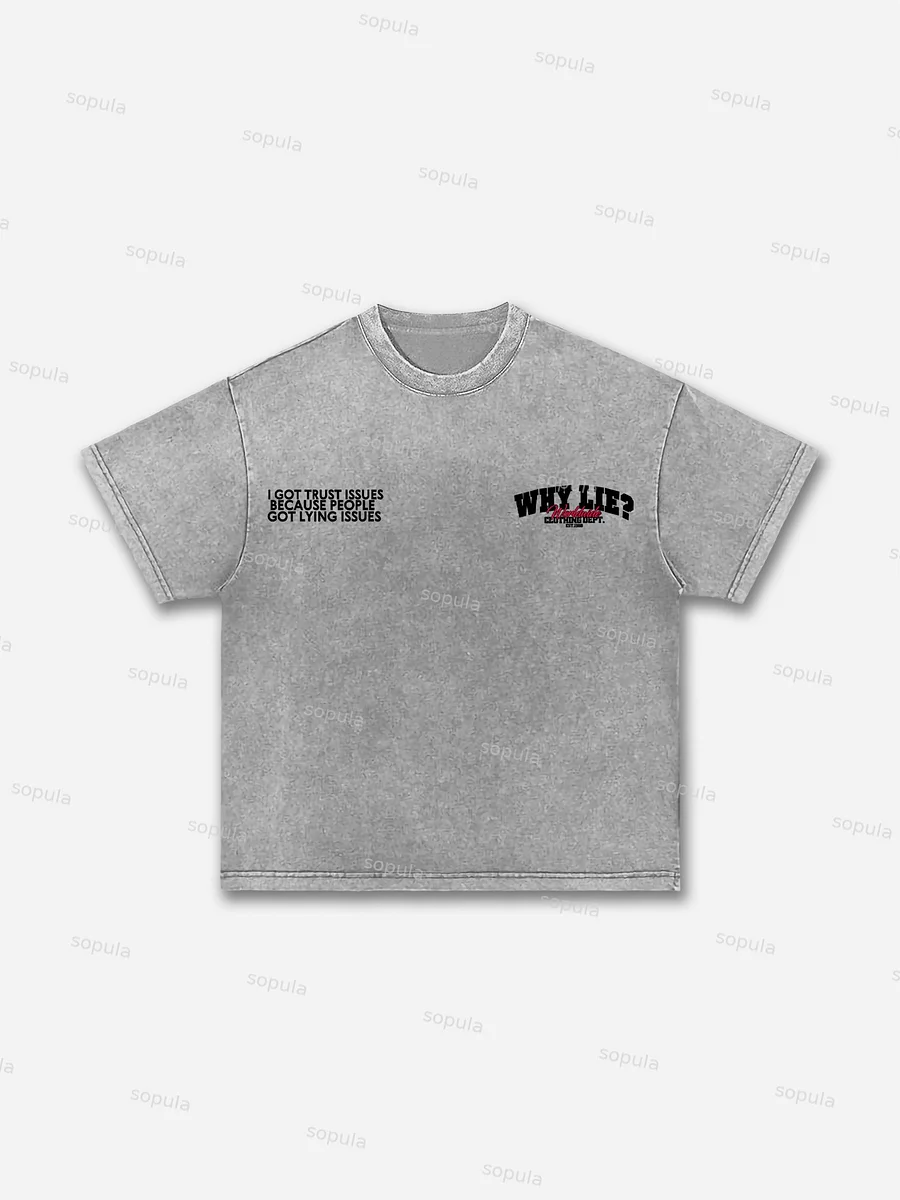 Vintage Why Lie Clothing Dept Graphic Distressed Acid Wash T-Shirt