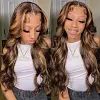 Brown Mixed Gold Brazilian Water Wave Wigs