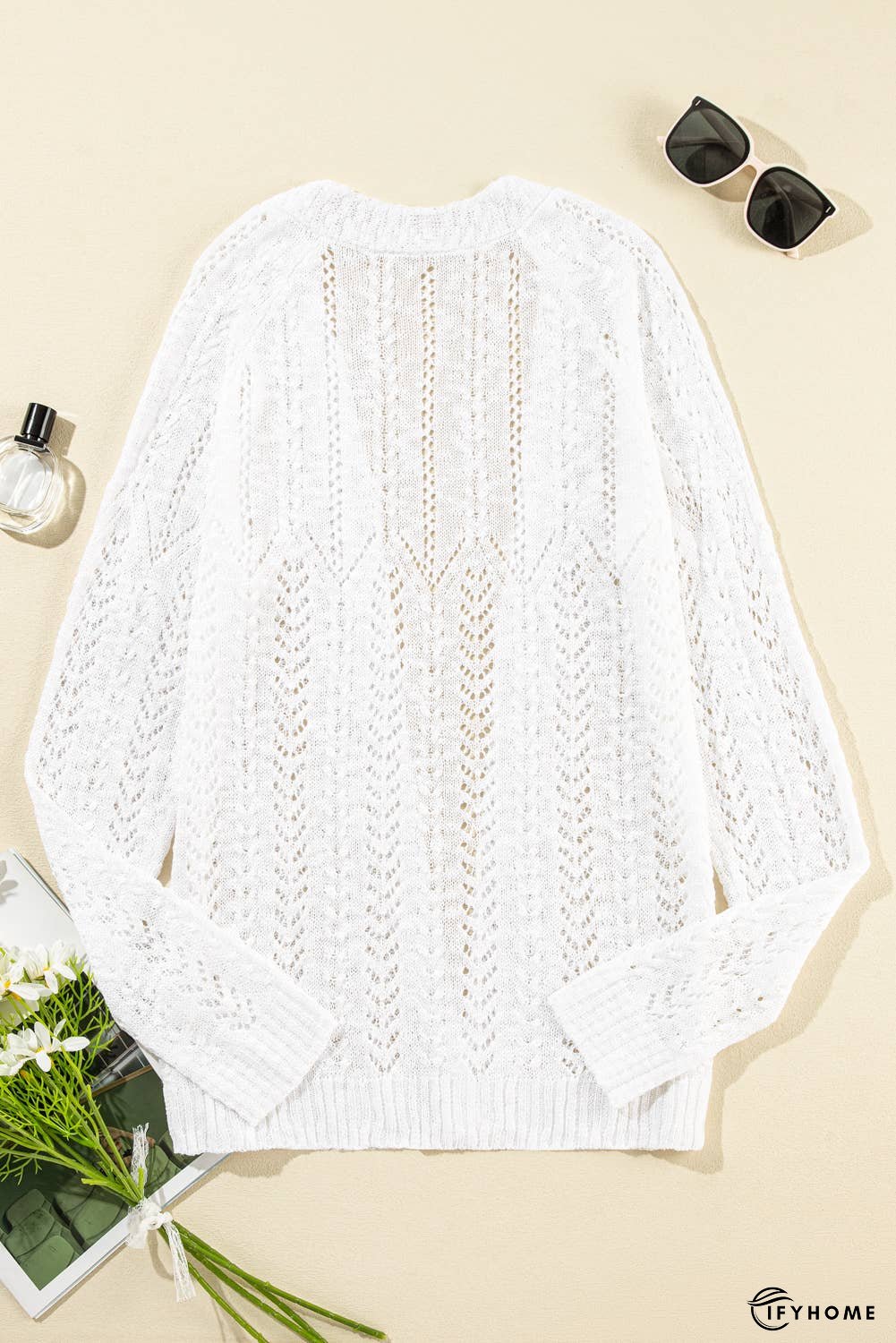 Solid Open Knit Cardigan | IFYHOME