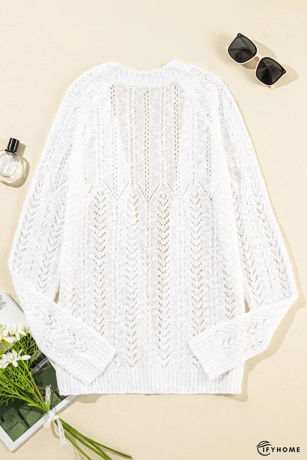 Solid Open Knit Cardigan | IFYHOME