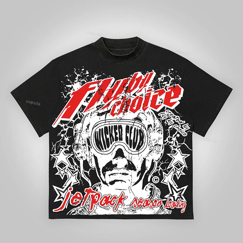Vintage Fly By Choice Death In Red Graphic Cotton T-Shirt