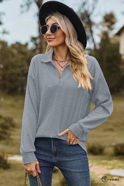 Johnny Collar Dropped Shoulder Blouse | IFYHOME