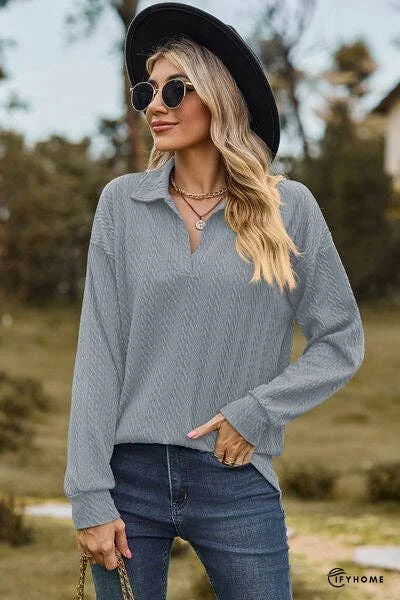 Johnny Collar Dropped Shoulder Blouse | IFYHOME