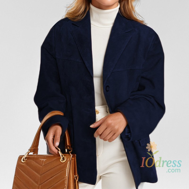 IO Dress  2024 Autumn Winter Women Jacket With Lapel Woman Casual Single Breasted Pocket Long Sleeve Short Coat Street Overcoat IO Dress