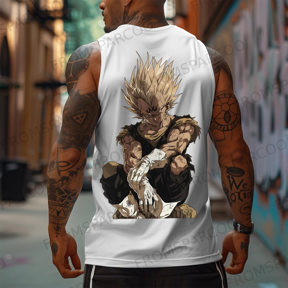 Oversized Anime Print Gym Tank Top 