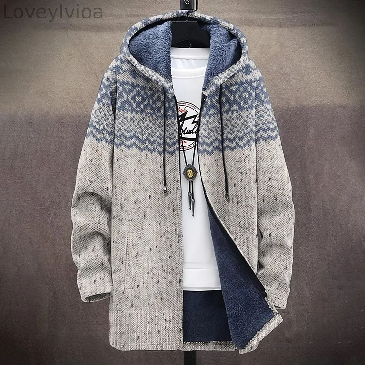 Men's Vintage Knitted Jacquard Pattern Cozy Cardigan Sweater