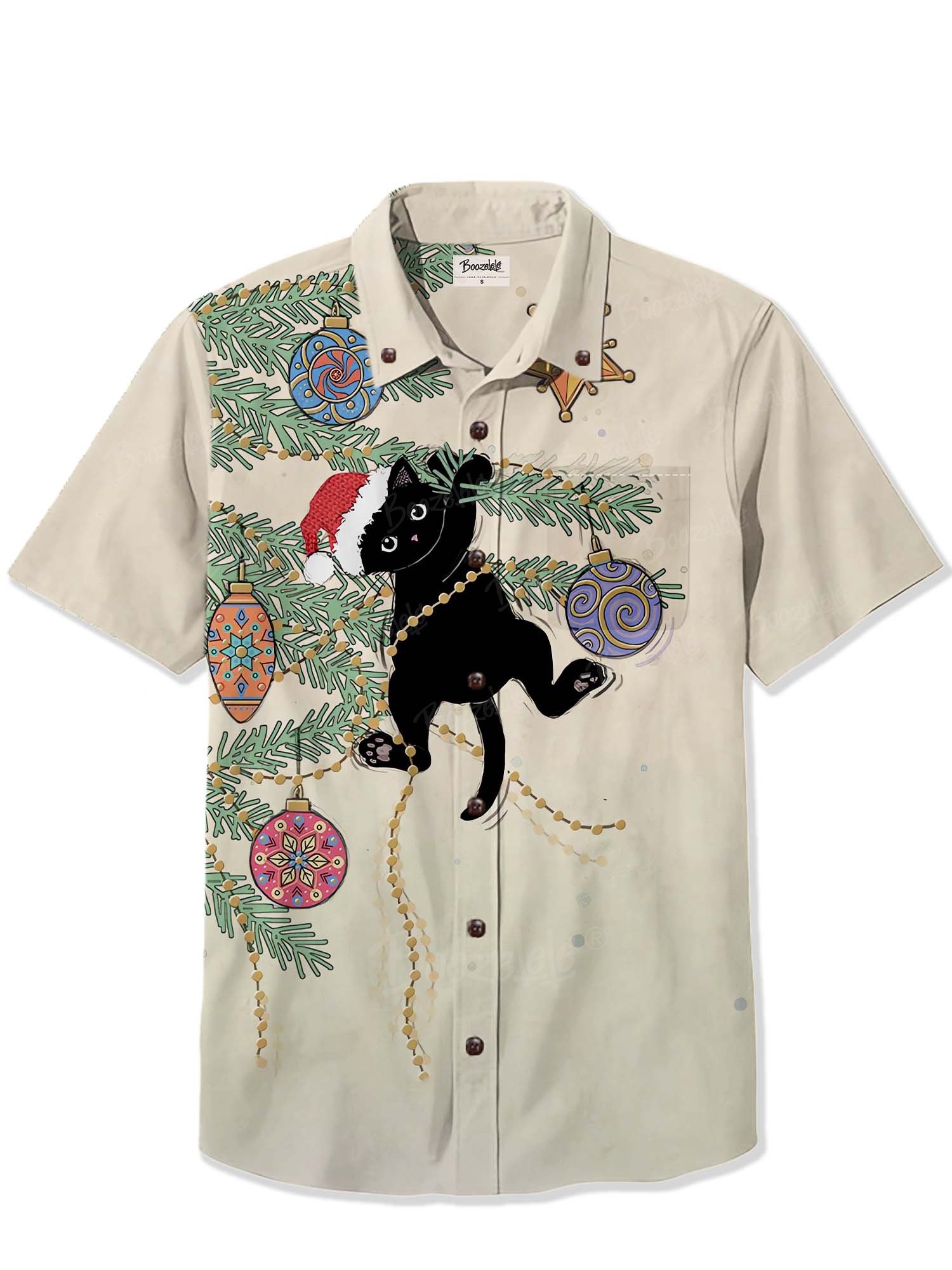 Christmas Tree And Cat  - 100% Cotton Shirt