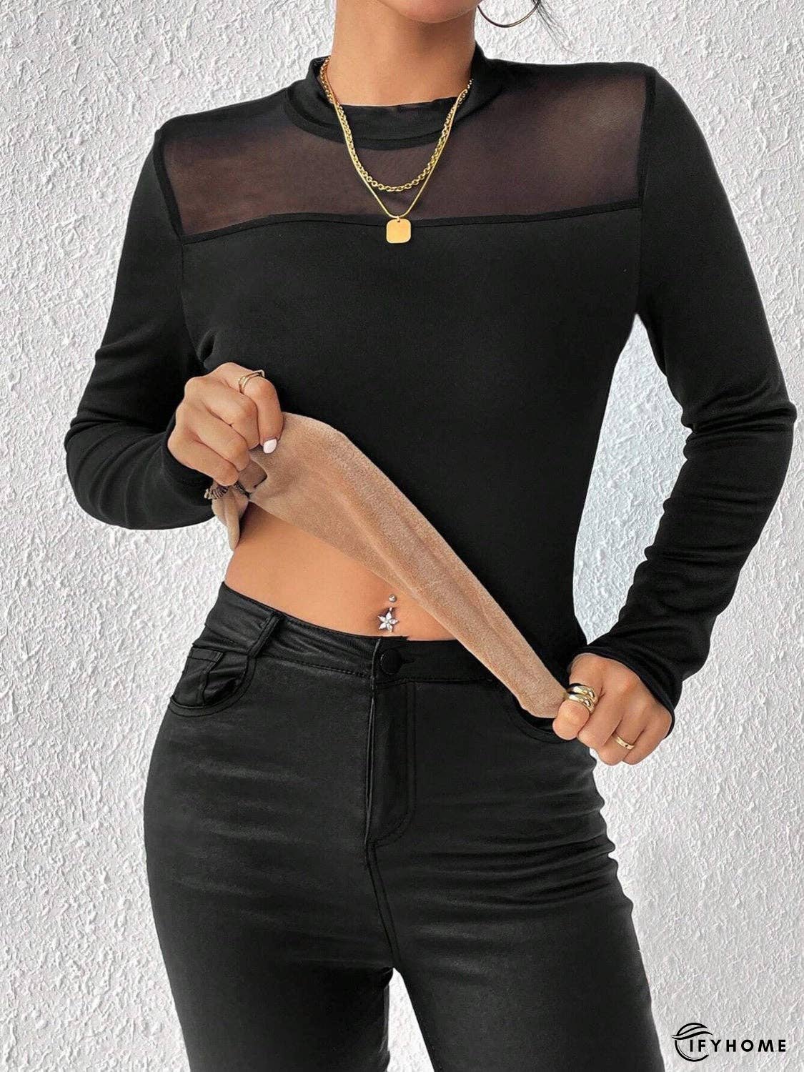 Mock Neck Long Sleeve T-Shirt | IFYHOME