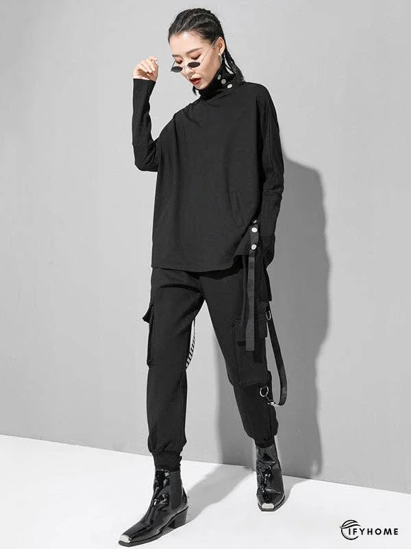 Original Solid Stand Collar T-Shirts Tops | IFYHOME