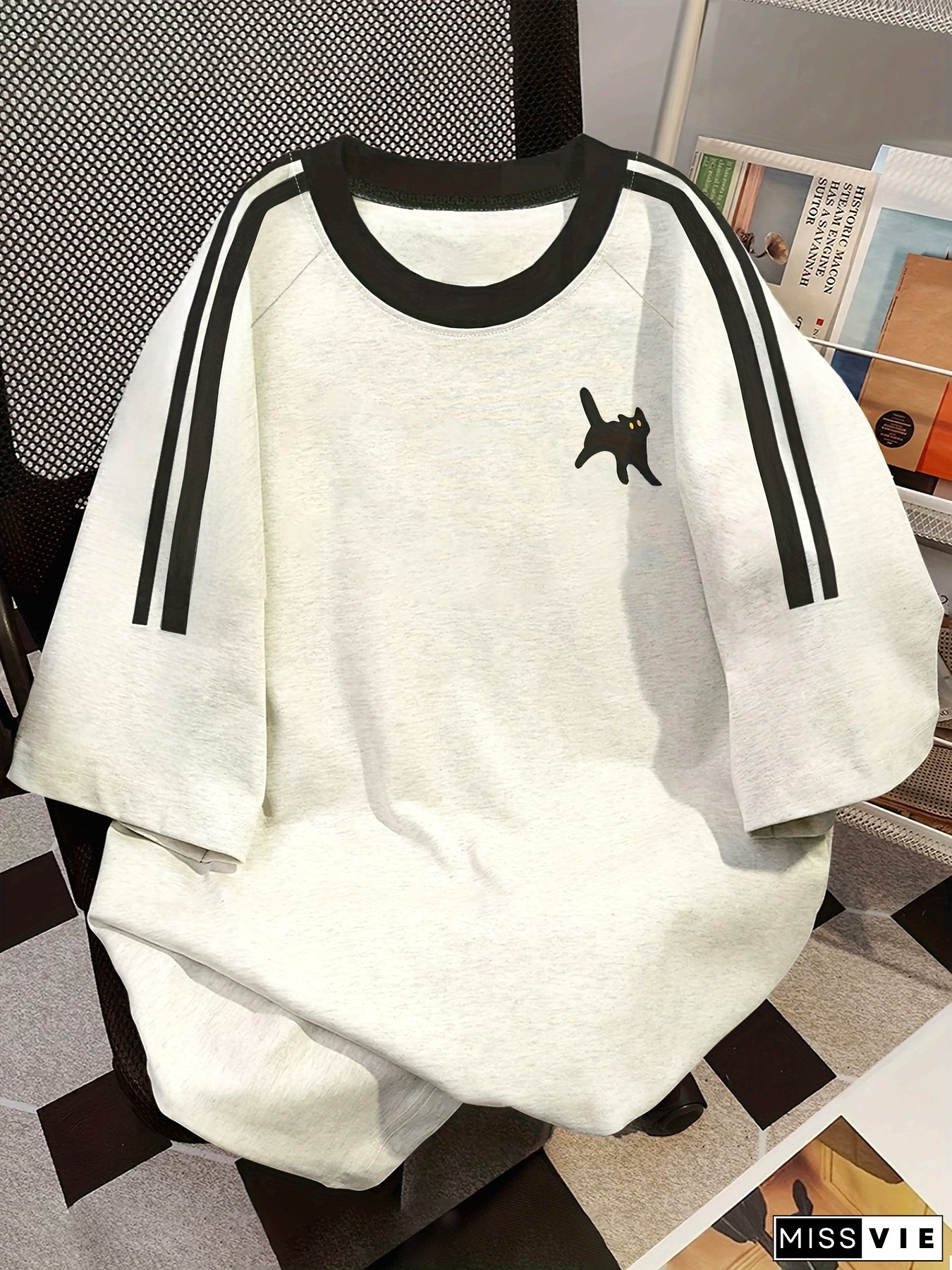 Women's Vintage Casual T-Shirt - Soft Everyday Tee with Minimalist Round Neck, Lightweight Spring/Summer Top for Everyday Outfits & Lounge Wear, Ladies T Shirts, Summer Clothing, Playful Print, Comfortable Fabric, Short Sleeve Shirt, Trendy Outfits