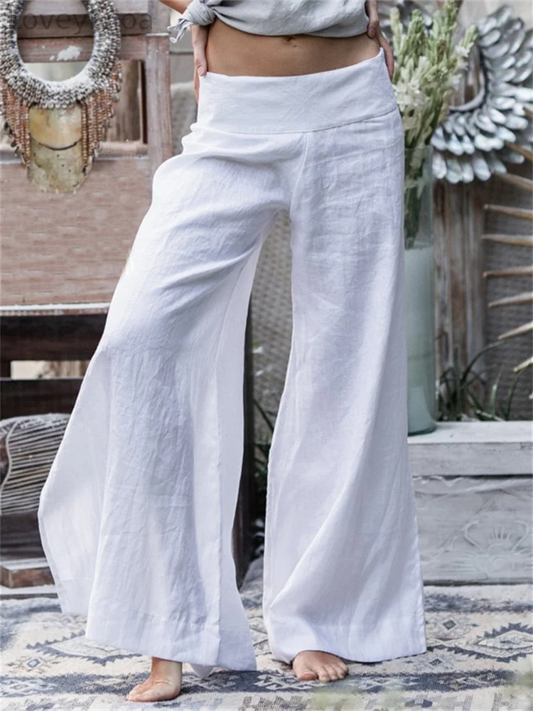 Comfy Flowy Slit Wide Leg Pants