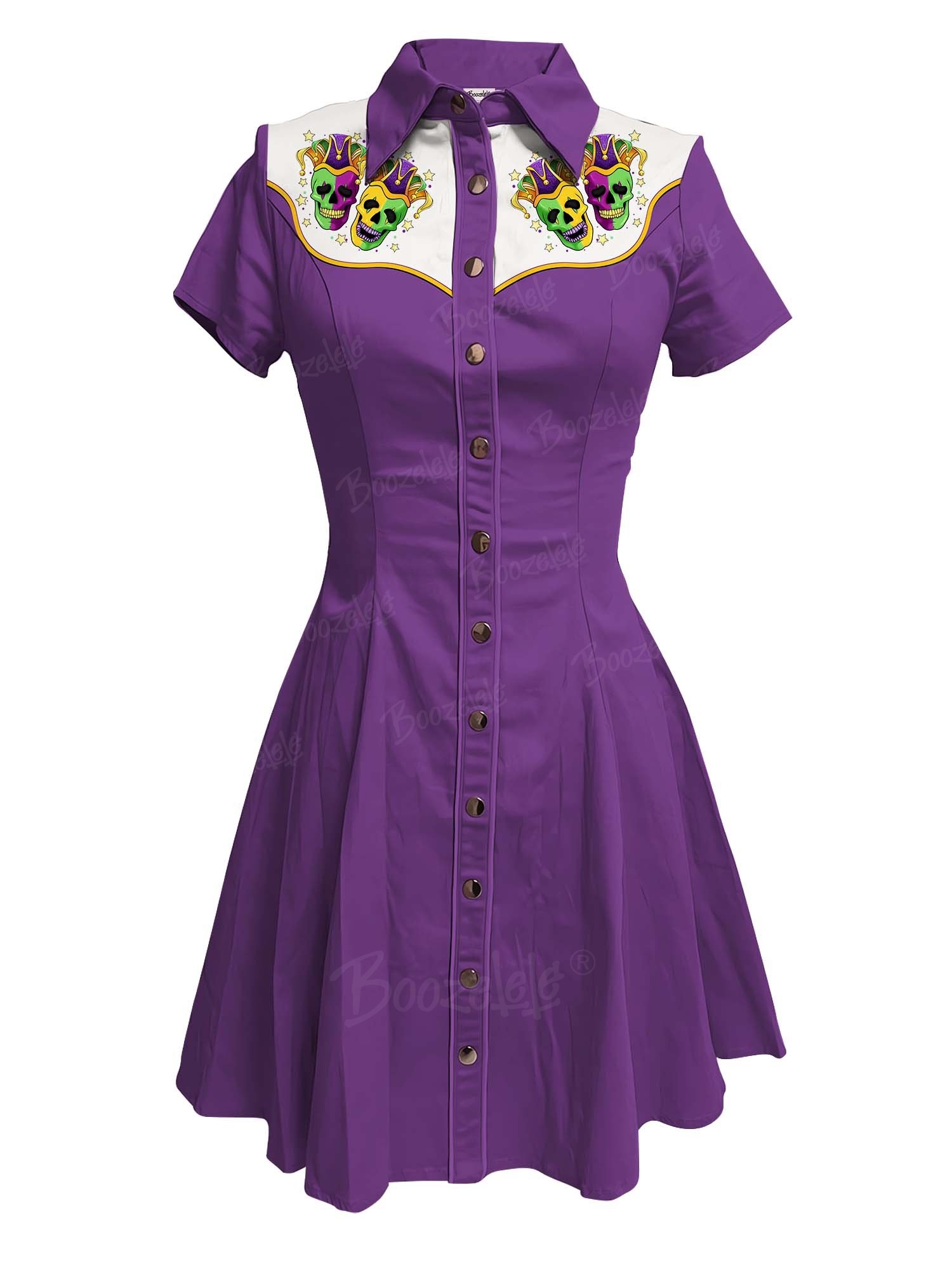 Mardi Gras Skull Mask - 100% Cotton Dress
