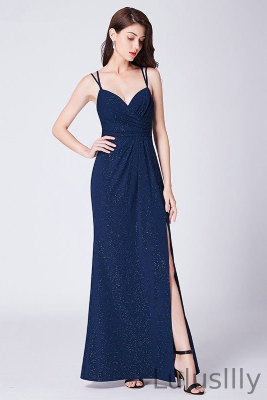 Stunning Spaghetti-Straps Sequins Split Long Evening Prom Dress - lulusllly