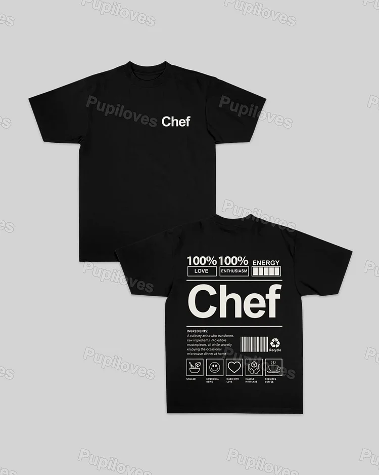 Pupiloves Pupiloves Chef Unisex Fit Washed T-shirt