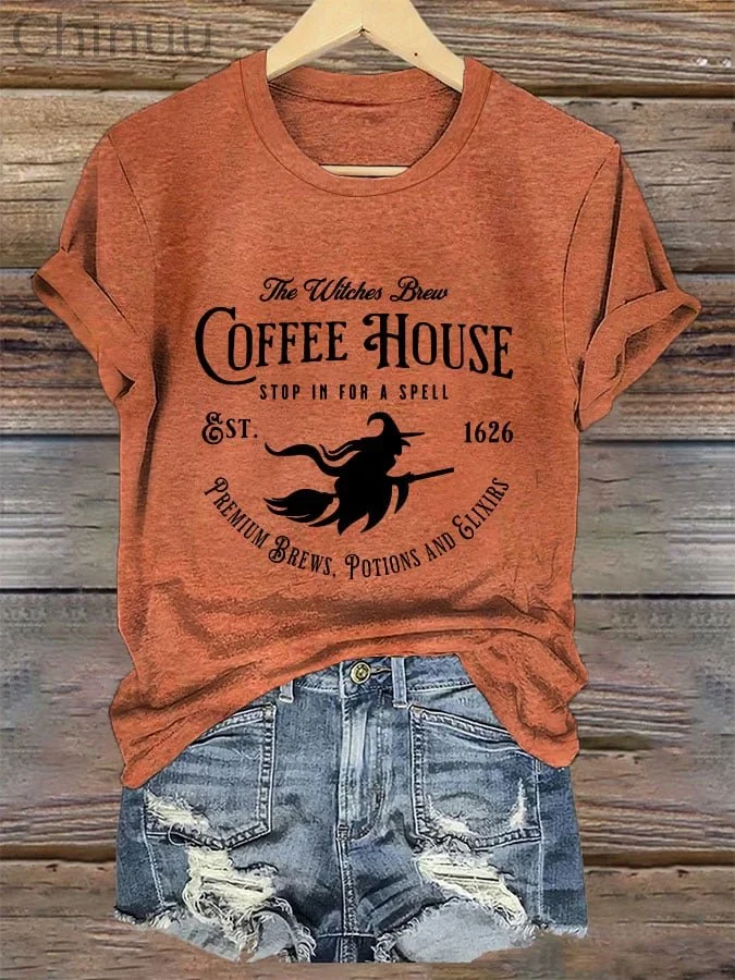 Women's Witches Brew Coffee House Print T-Shirt 