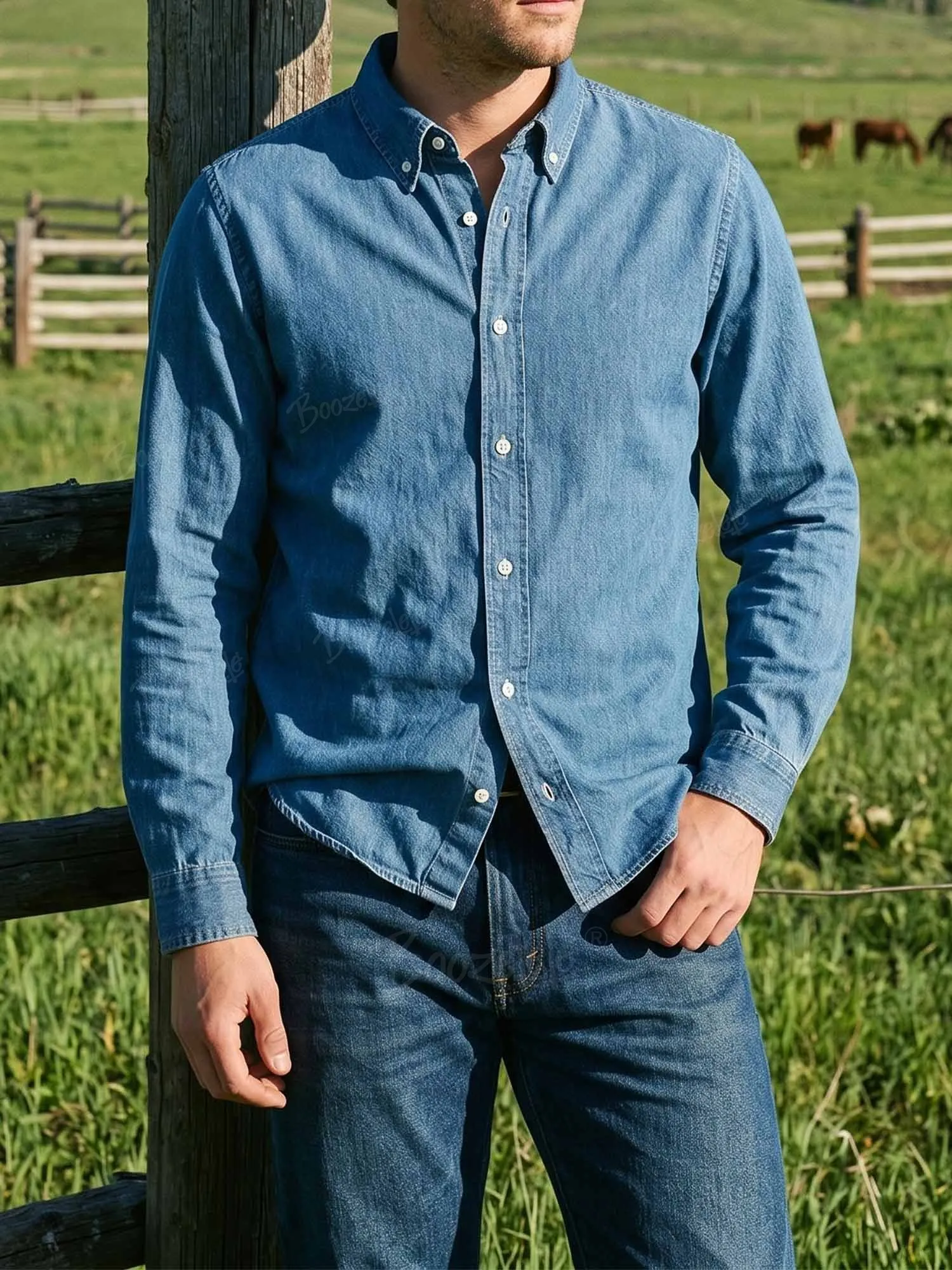 Retro Ranch Lightweight Breathable Cotton Button Front Work Shirt
