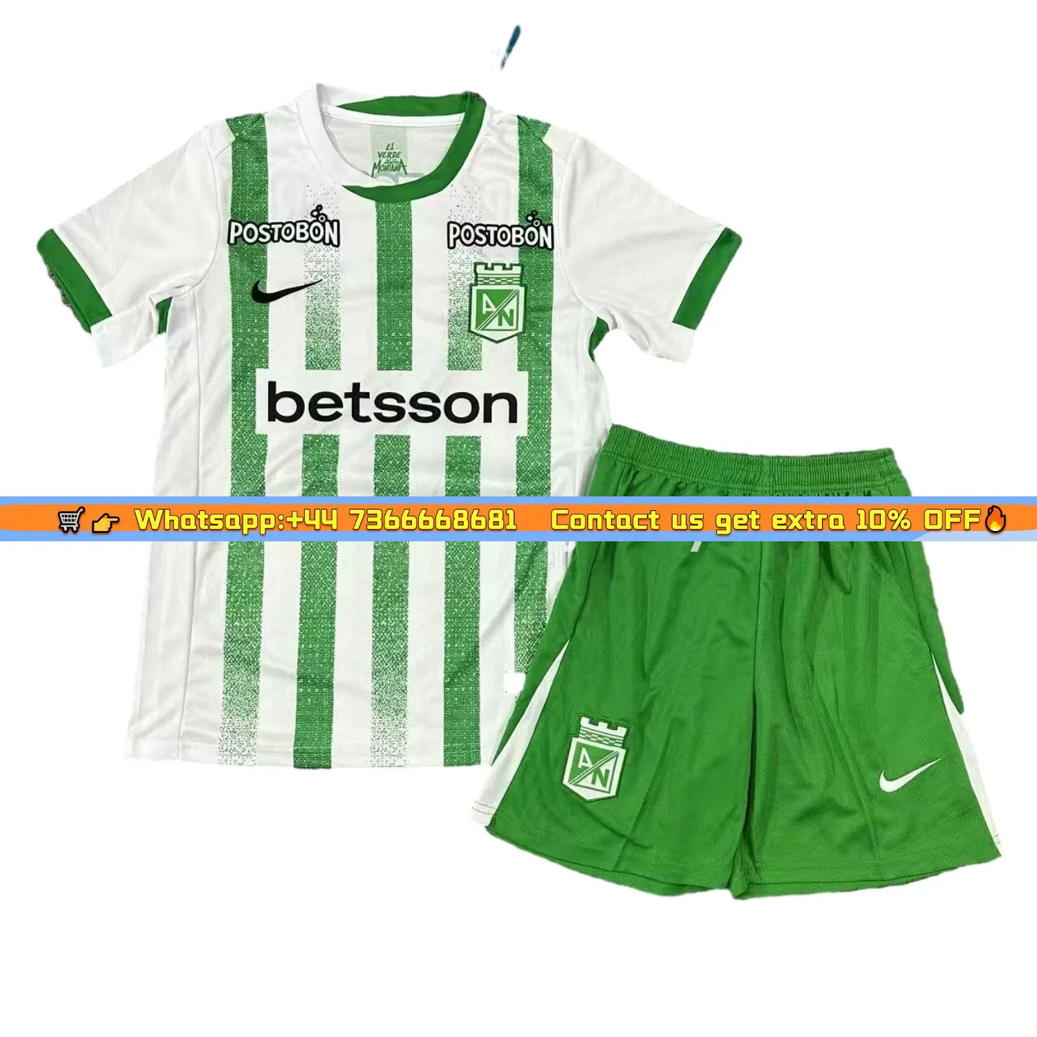 Atl&eacute;tico Nacional 25-26 Home Men's Adult Jersey Set - Fans Version