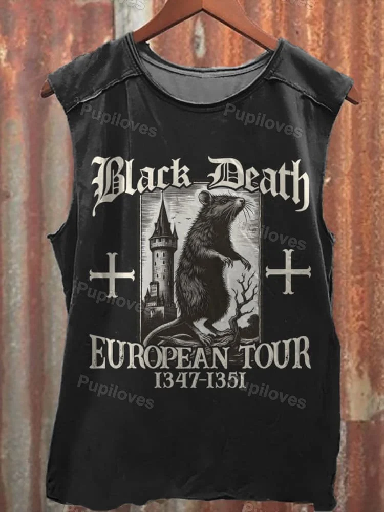 Pupiloves Pupiloves Black Death Print Unisex Casual Tank Top