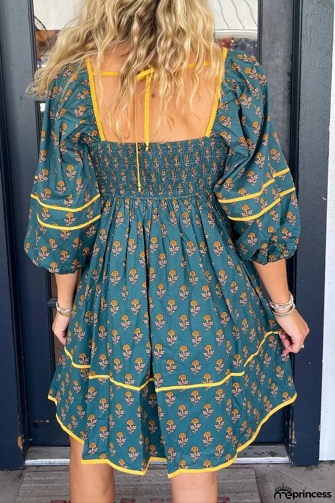 Floral Square Neck Puff Sleeve Spring Dress