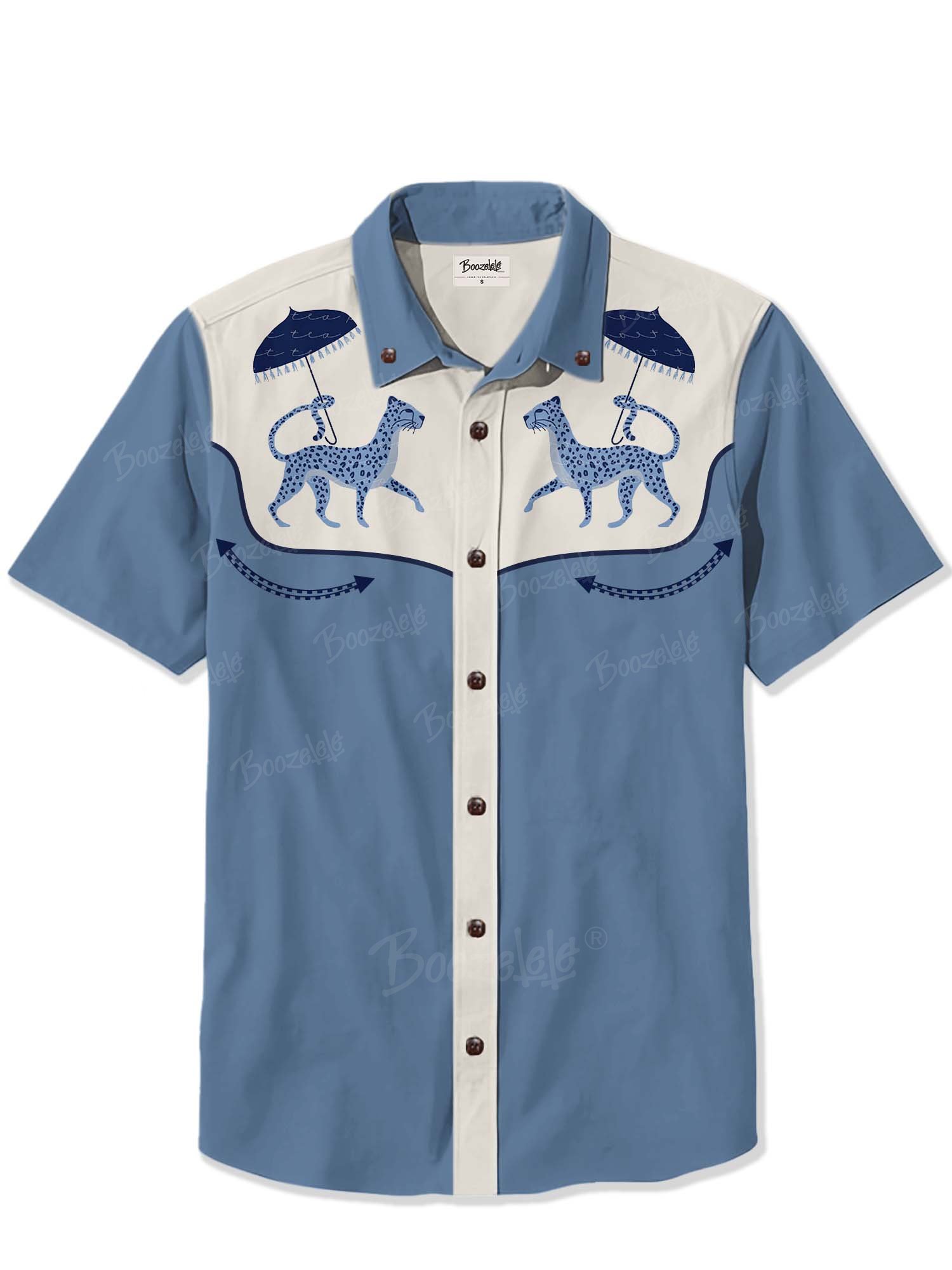 Tropical Rainforest Leopard Under The Umbrella - 100% Cotton Shirt