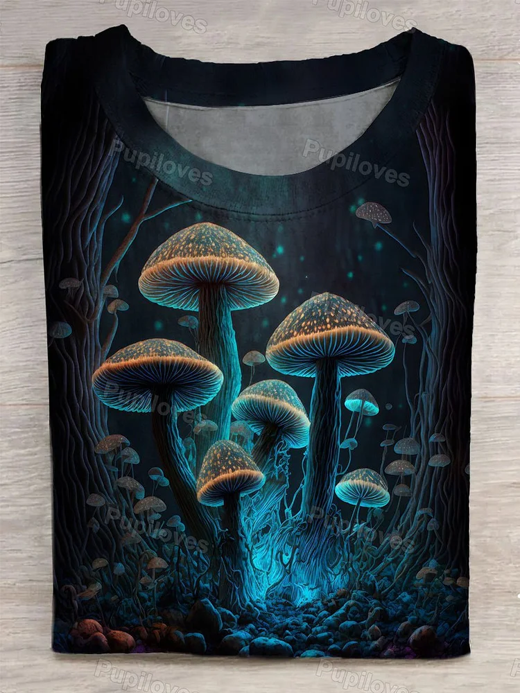 Pupiloves Pupiloves  Unisex Mushroom Art Abstract Print T-Shirt