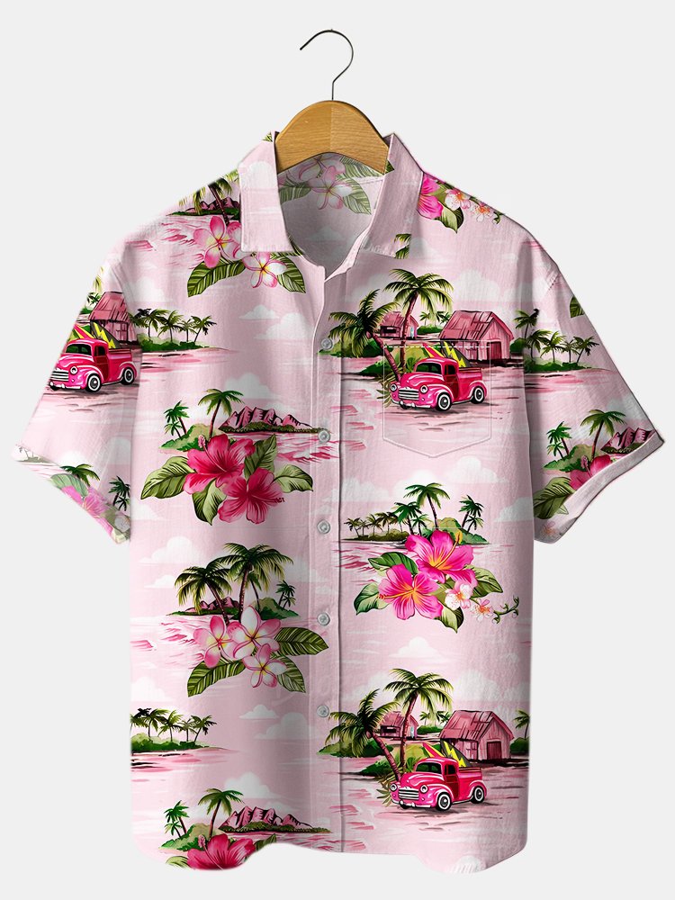 Aloha Flowers - Cotton-blend Pleated Shirt