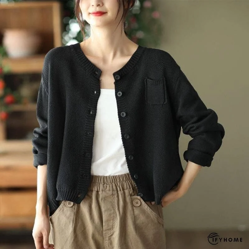 Vintage Loose Round Neck Cardigan Sweater | IFYHOME